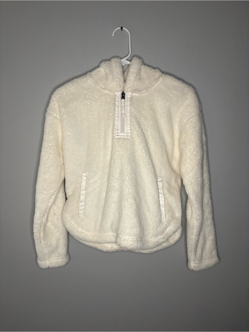 abercrombie kids Cream Sherpa Half-Zip Hoodie